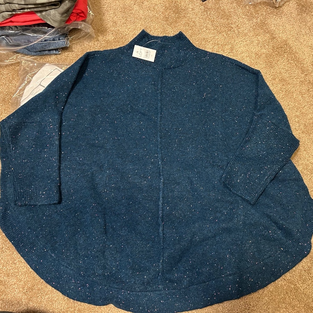 Loft mock neck poncho sweater